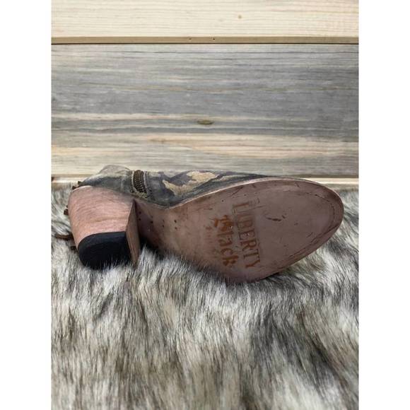 NEW LIBERTY BLACK concho fringe peep toe bootie in camo - Picture 5 of 5